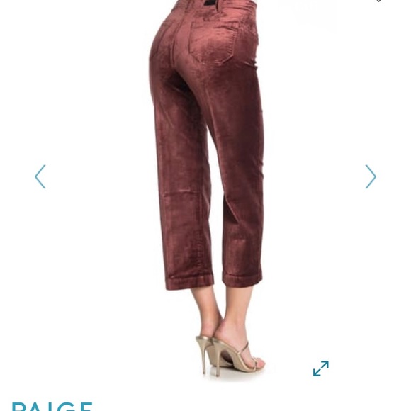 PAIGE Sutton Velvet Crop Culotte Pants - Picture 2 of 2